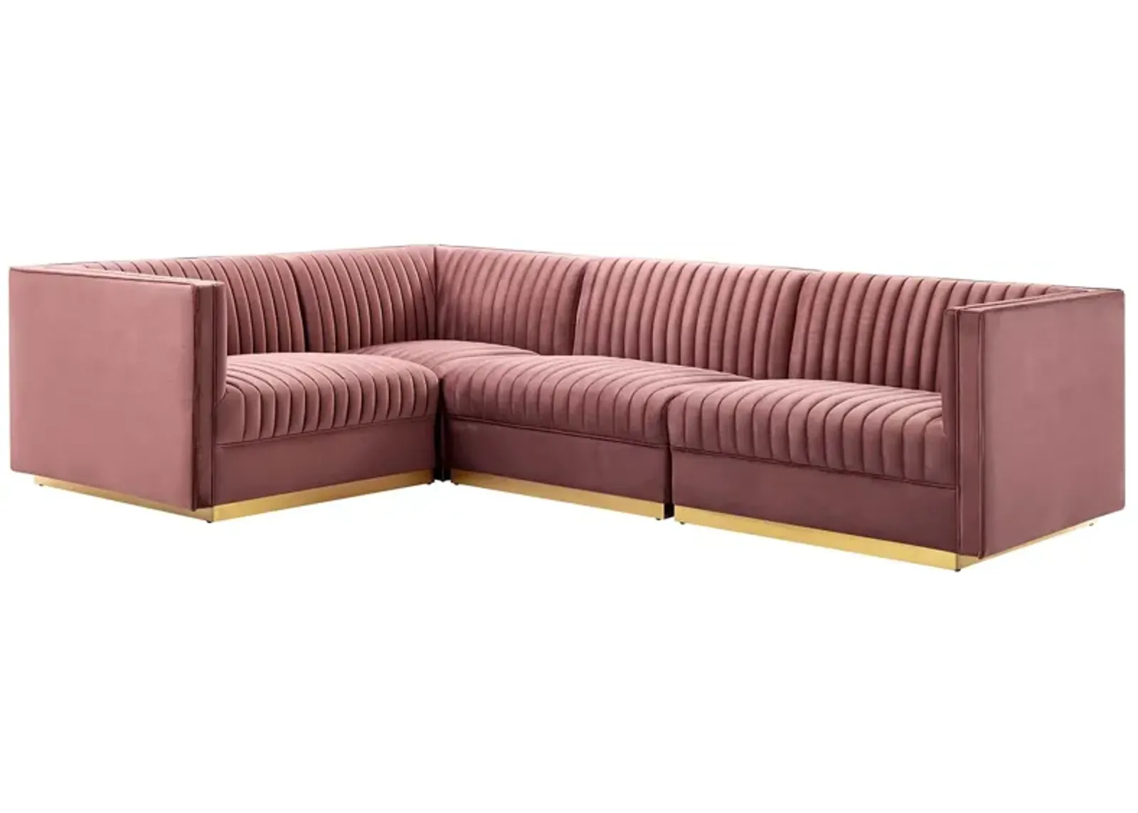 Sanguine Channel Tufted Performance Velvet 4-Piece Left-Facing  Sectional