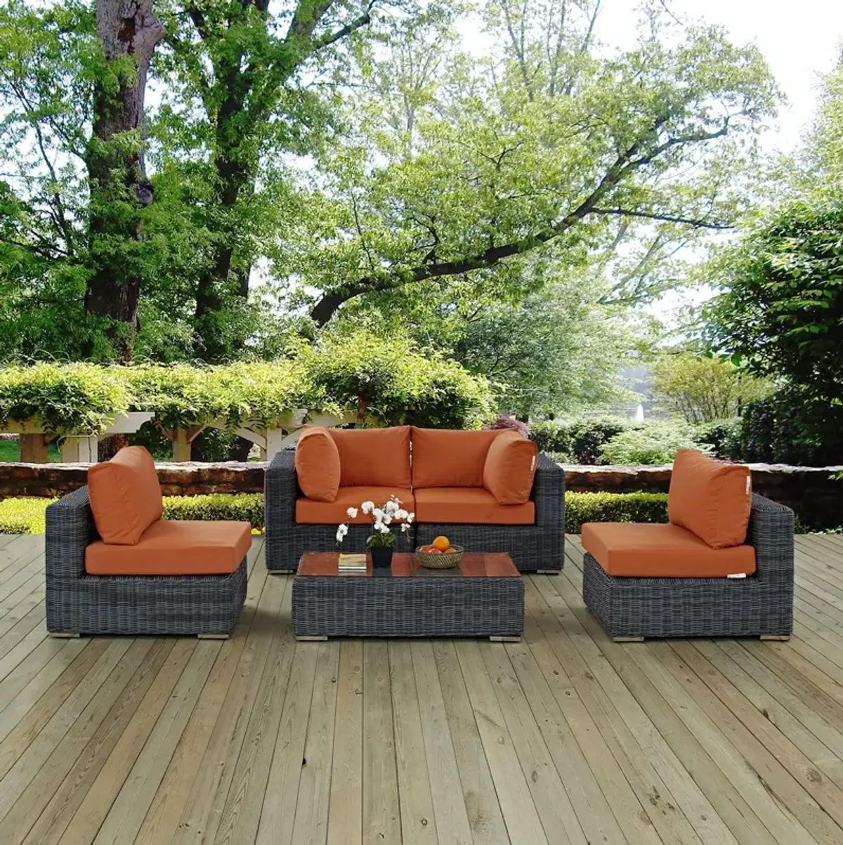 Summon 5 Piece Outdoor Patio Sunbrella® Sectional Set