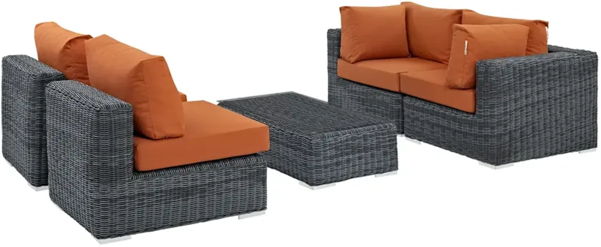 Summon 5 Piece Outdoor Patio Sunbrella® Sectional Set