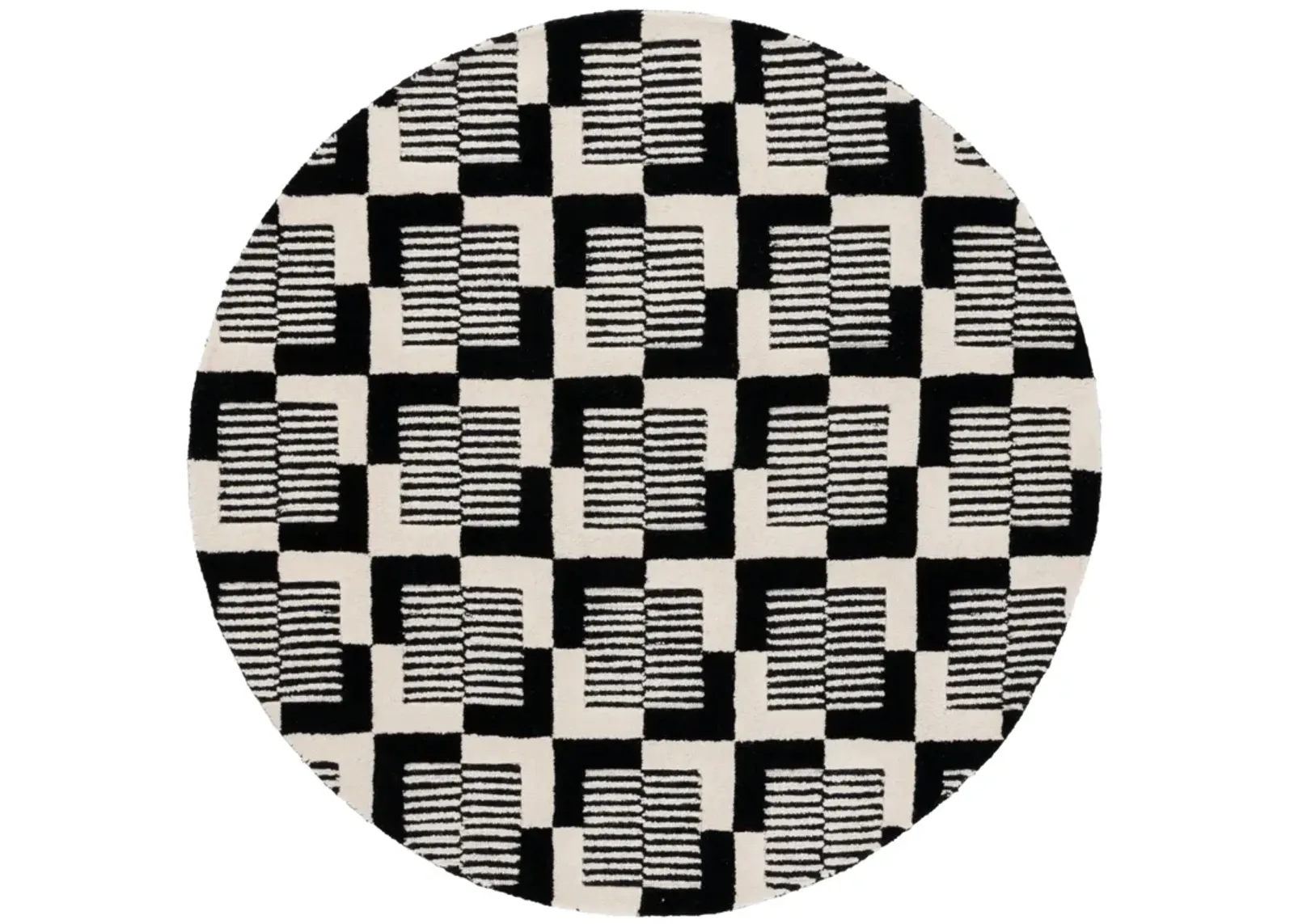 METRO 869 BLACK  6' x 6' Round Round Rug