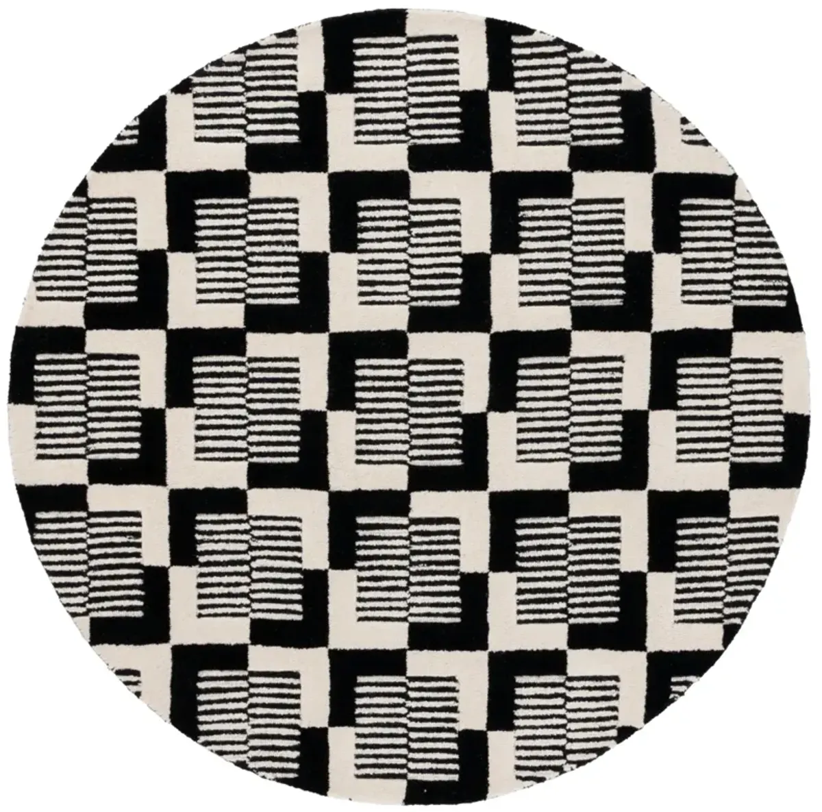 METRO 869 BLACK  6' x 6' Round Round Rug