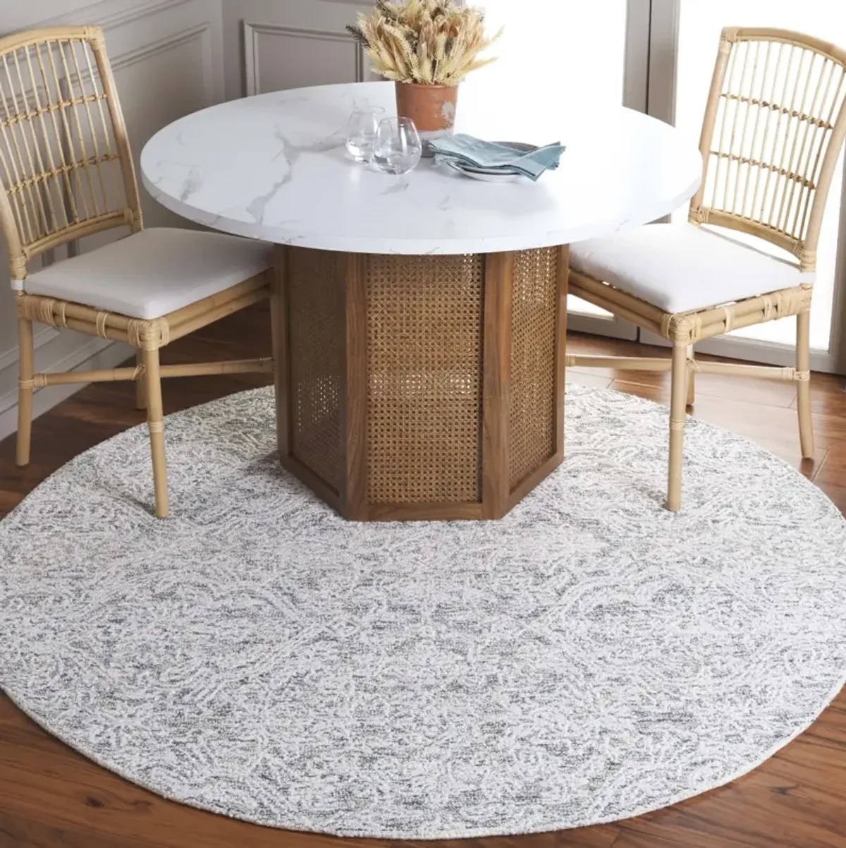 EBONY 209 LIGHT BLUE  6' x 6' Round Round Rug