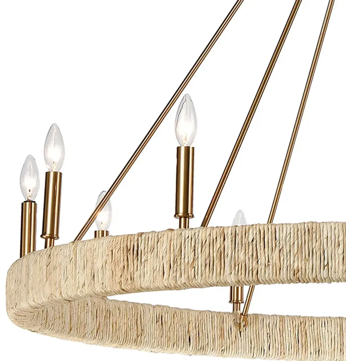 Abaca 48" Wide 12-Light Chandelier - Satin Brass