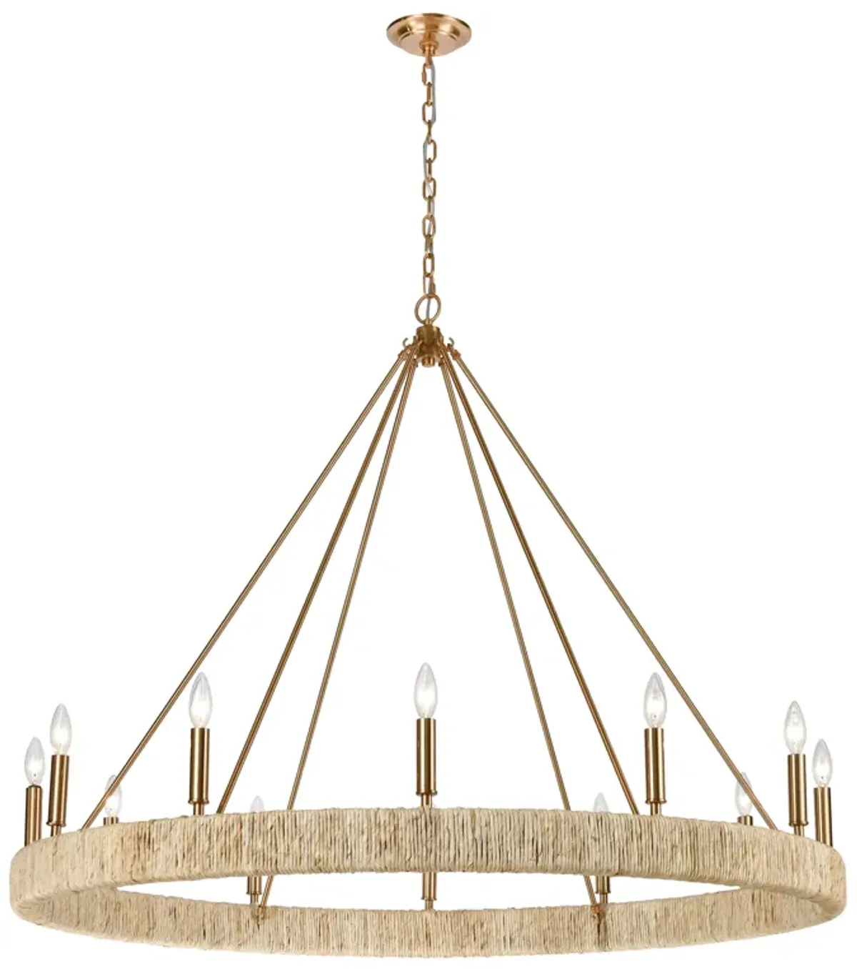 Abaca 48" Wide 12-Light Chandelier - Satin Brass