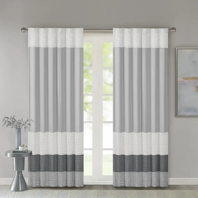 Madison Park Amherst Grey Polyoni Pintuck Curtain Panel