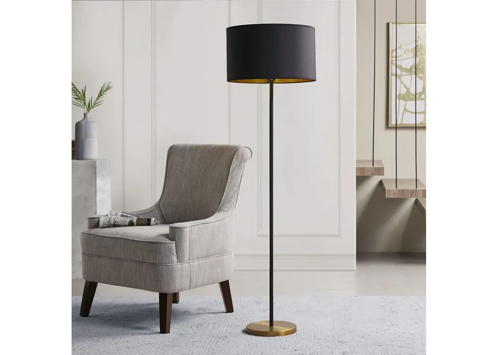 Martha Stewart Hunts Gold/Black Metal Floor Lamp