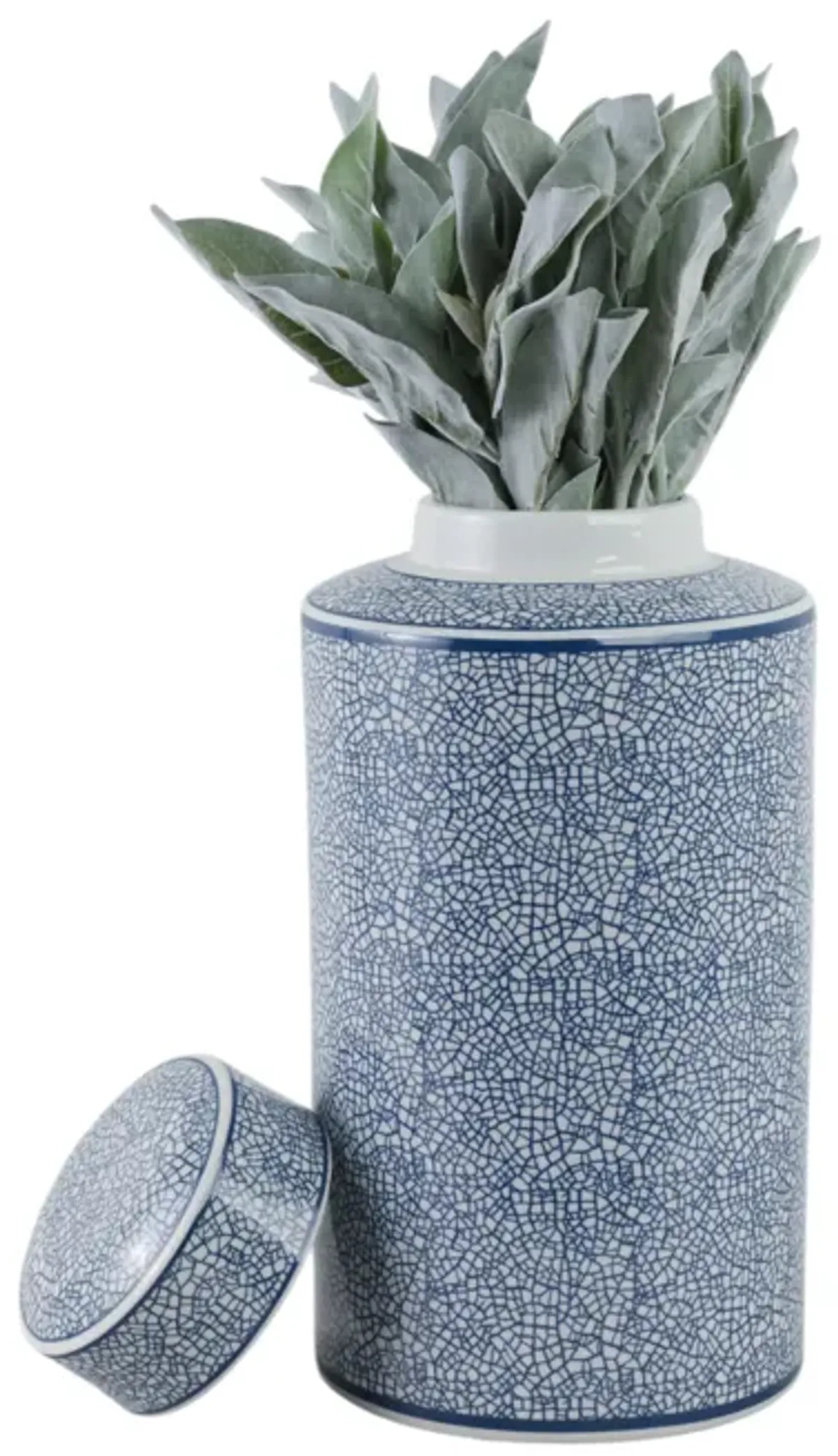Ceramic 16" Jar, Crackle Blue