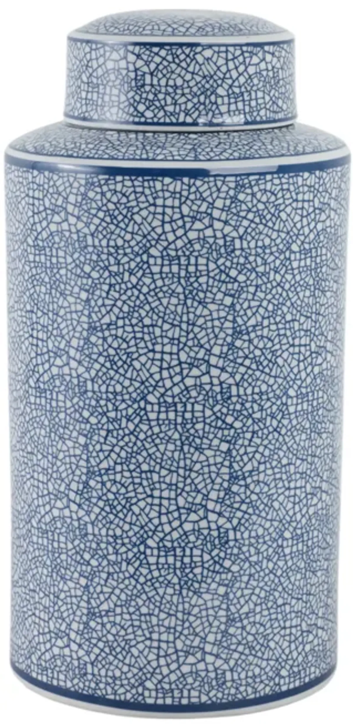 Ceramic 16" Jar, Crackle Blue