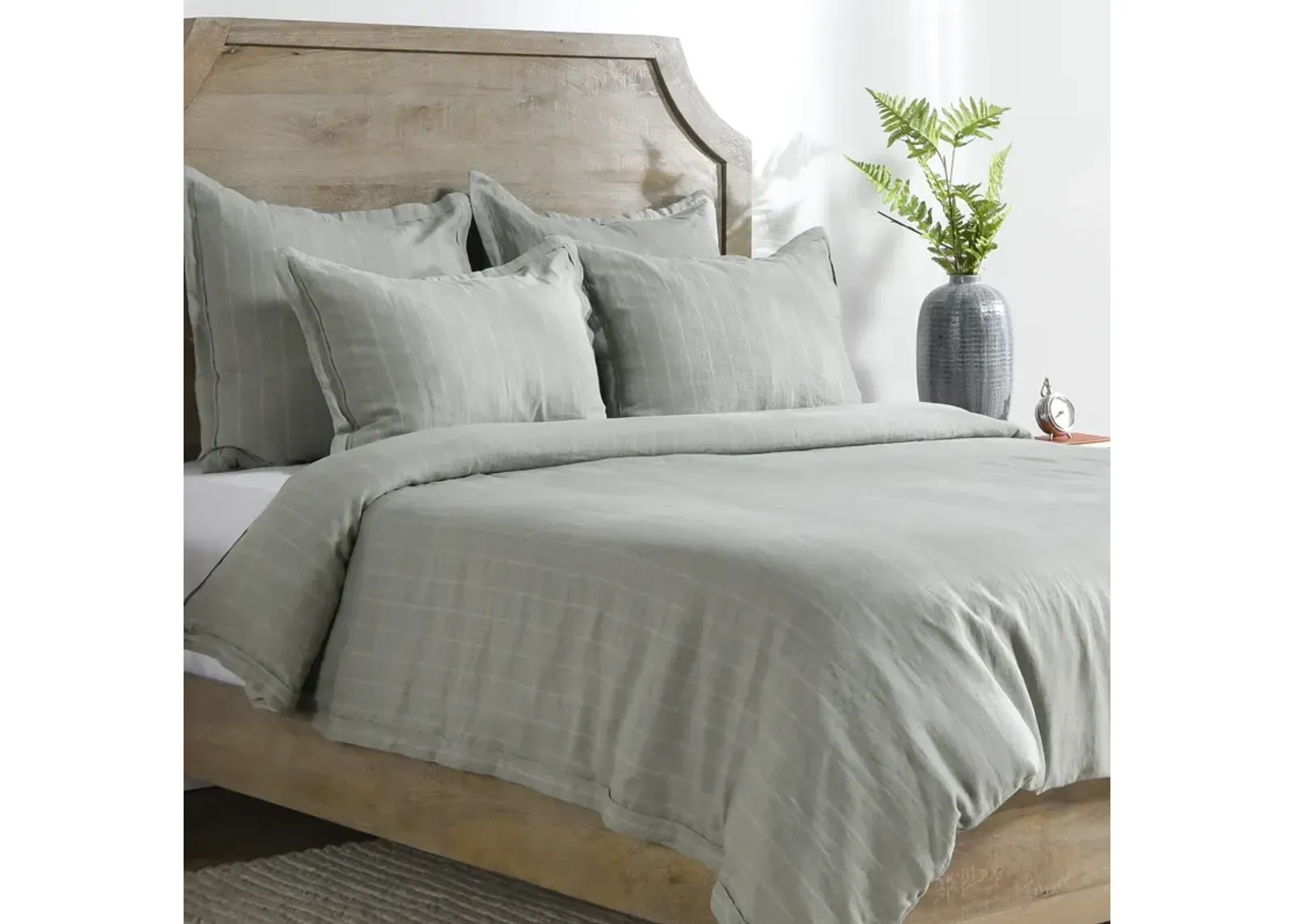 Kingston 100% Linen Queen Duvet , Sage Green