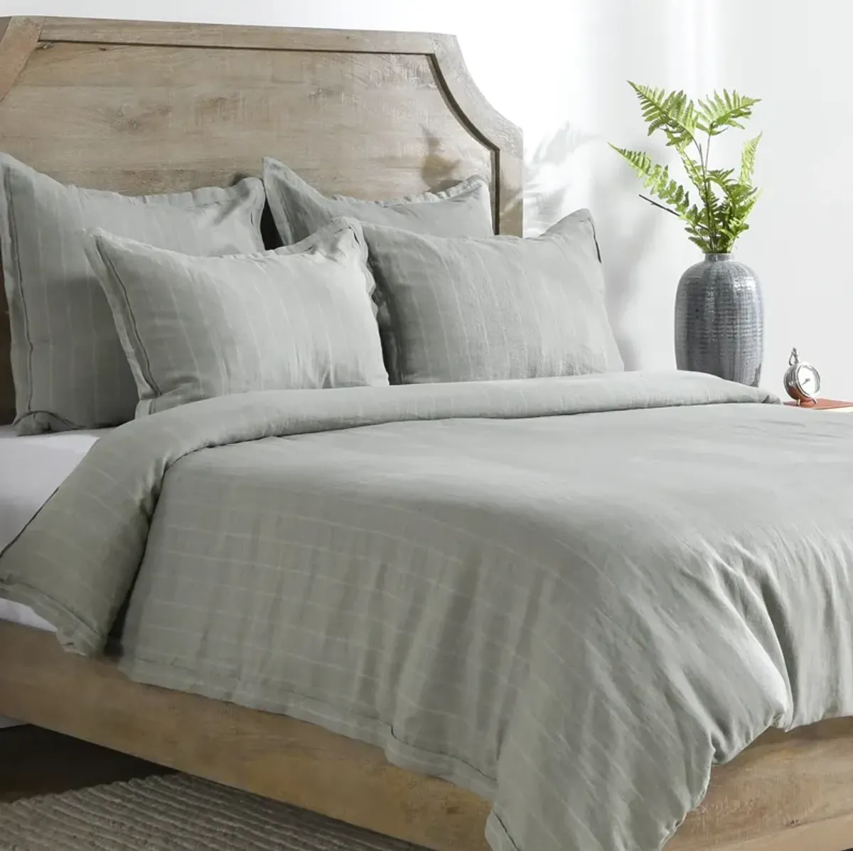 Kingston 100% Linen Queen Duvet , Sage Green