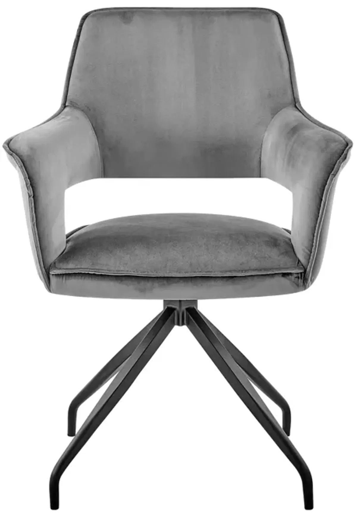 Hadley Dining Room Accent Chair in Gray Velvet with Black Finish