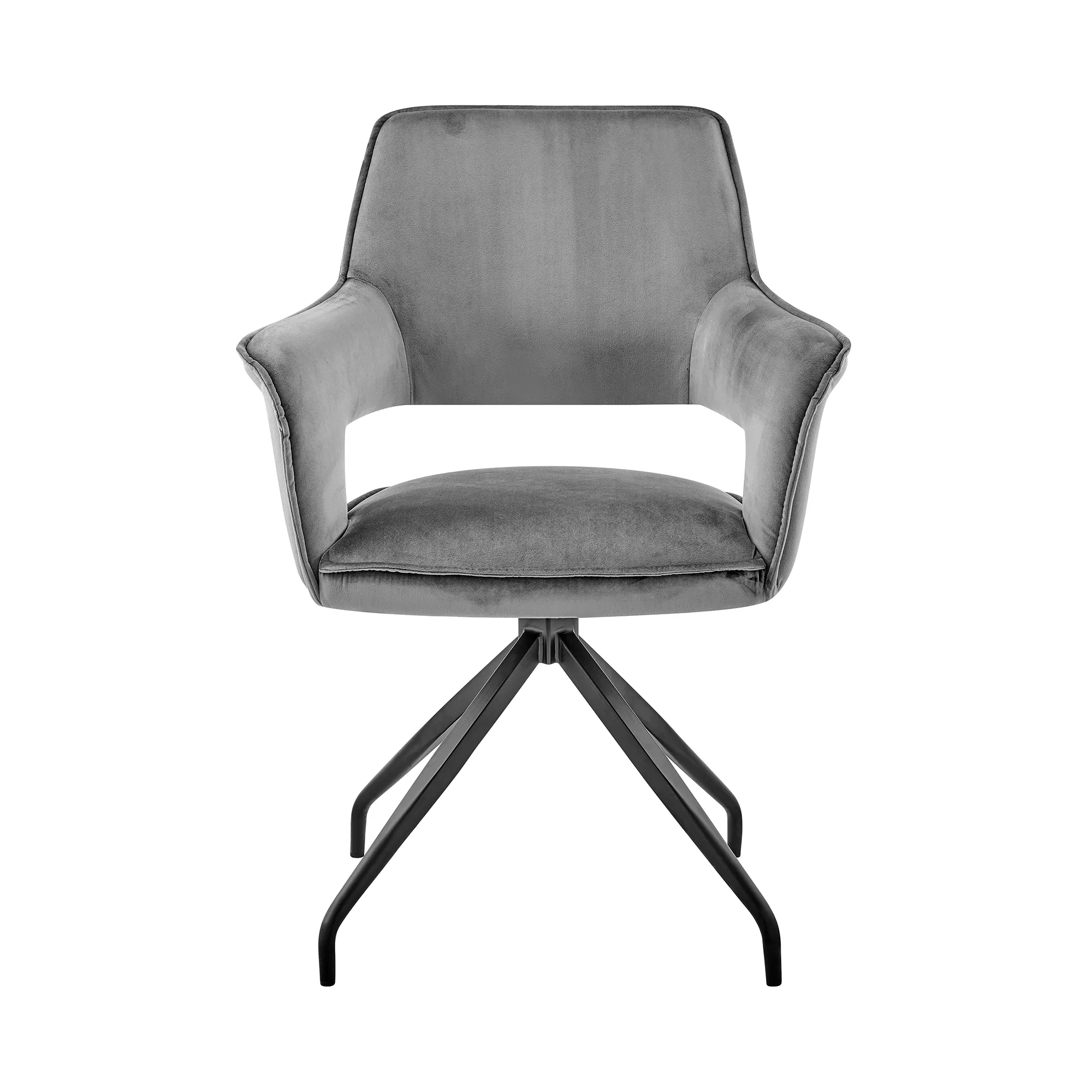 Hadley Dining Room Accent Chair in Gray Velvet with Black Finish