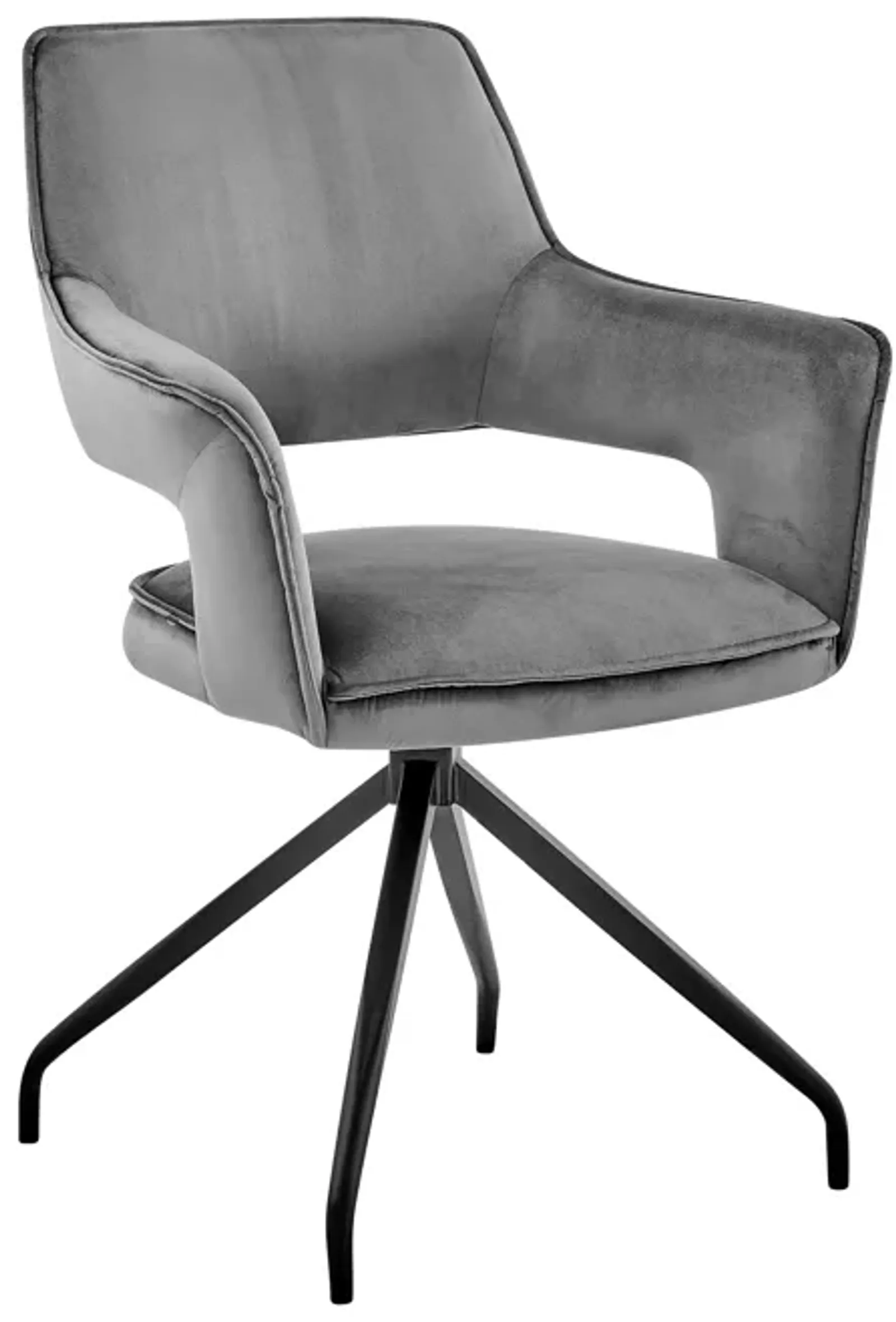 Hadley Dining Room Accent Chair in Gray Velvet with Black Finish