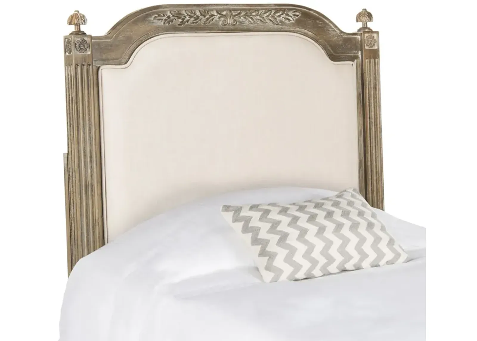 Rustic Wood Beige Linen Twin Headboard