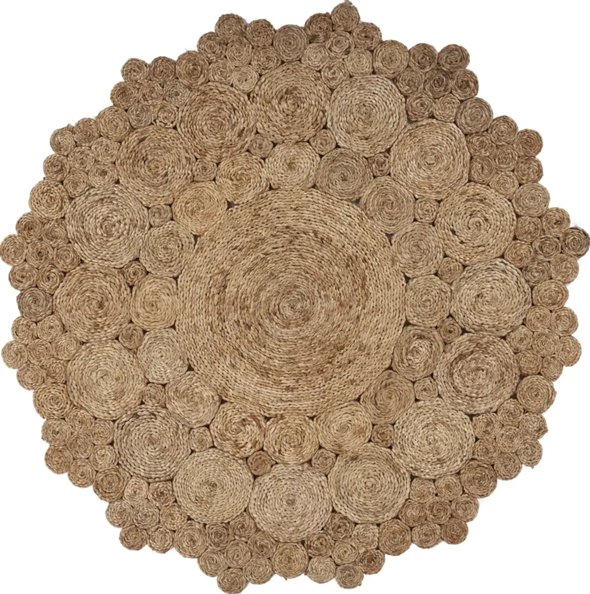 Nature Geometric Circles Organic Jute Indoor Round Area Rug 7'6"