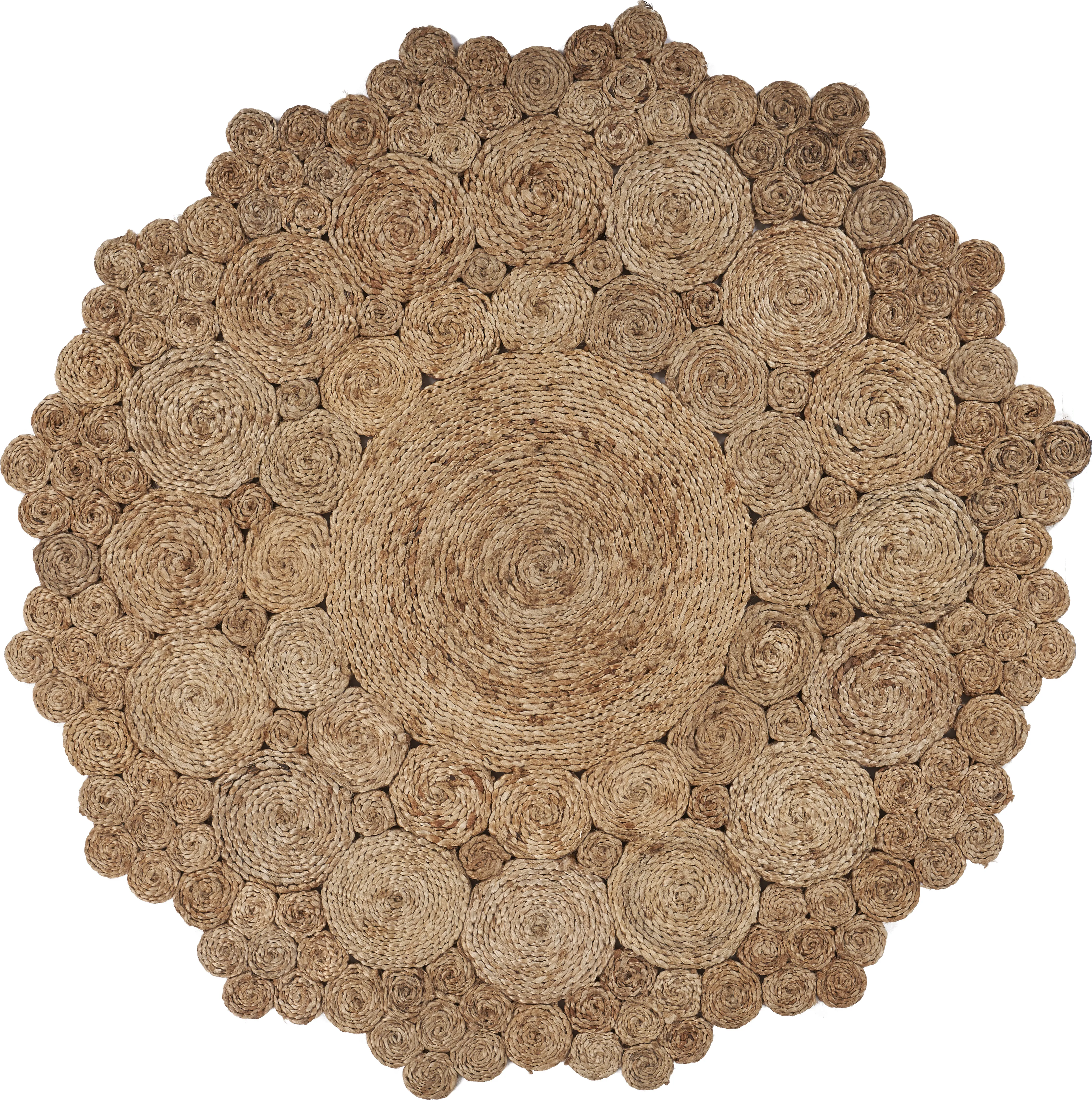 Nature Geometric Circles Organic Jute Indoor Round Area Rug 7'6"