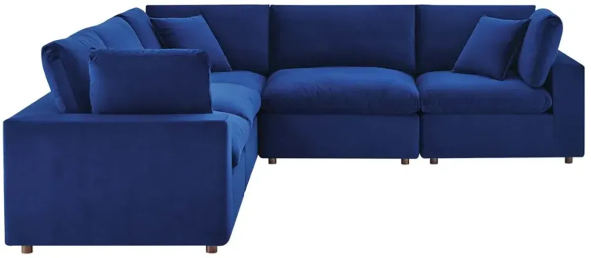 Commix Down Filled Overstuffed Performance Velvet 5-Piece Sectional Sofa