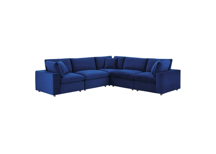 Commix Down Filled Overstuffed Performance Velvet 5-Piece Sectional Sofa