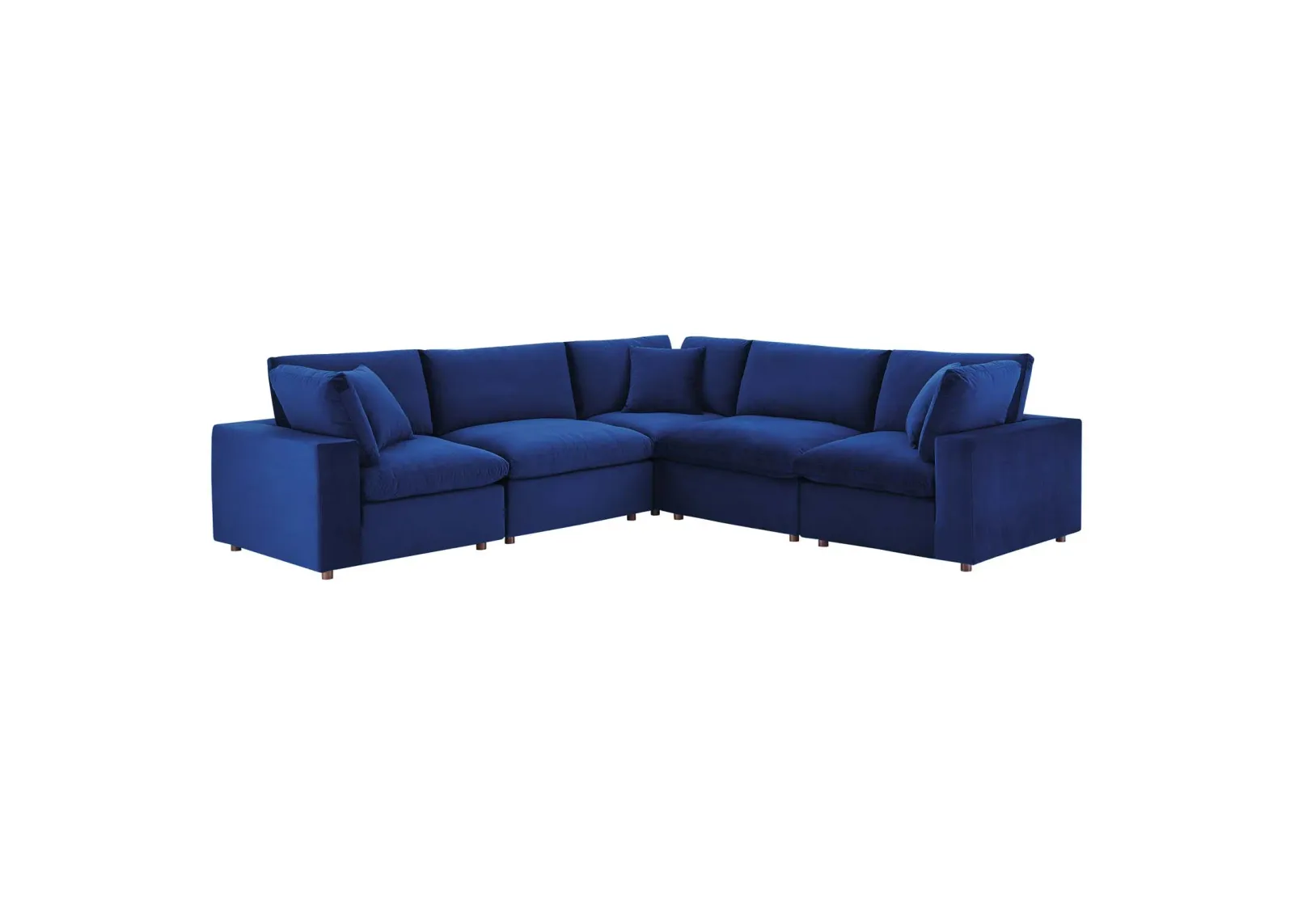 Commix Down Filled Overstuffed Performance Velvet 5-Piece Sectional Sofa