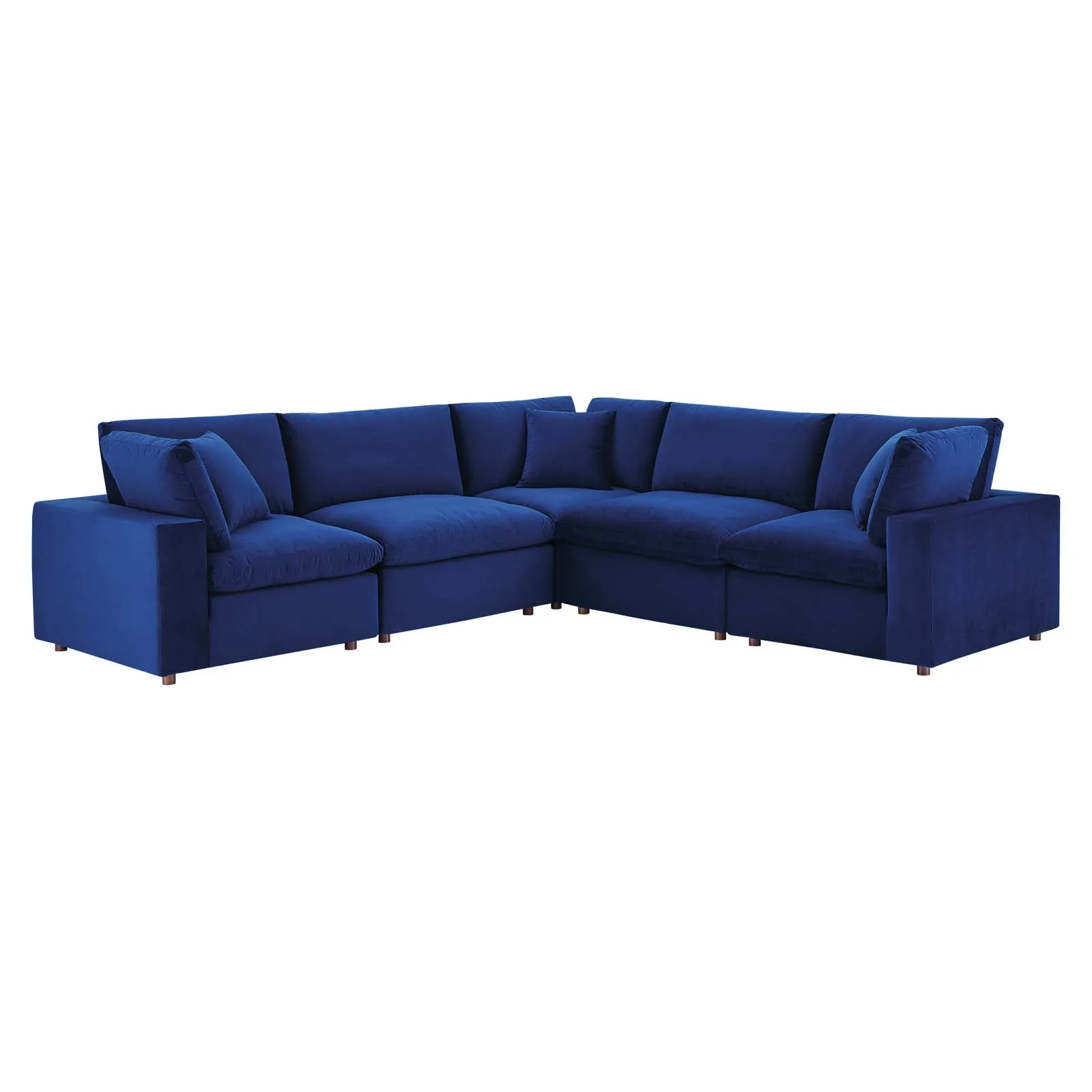 Commix Down Filled Overstuffed Performance Velvet 5-Piece Sectional Sofa