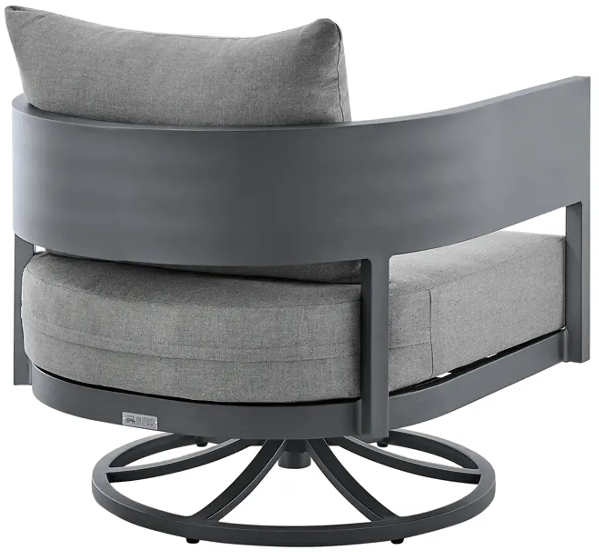 Argiope Outdoor Patio Swivel Rocking Chair in Gray Aluminum with Cushions