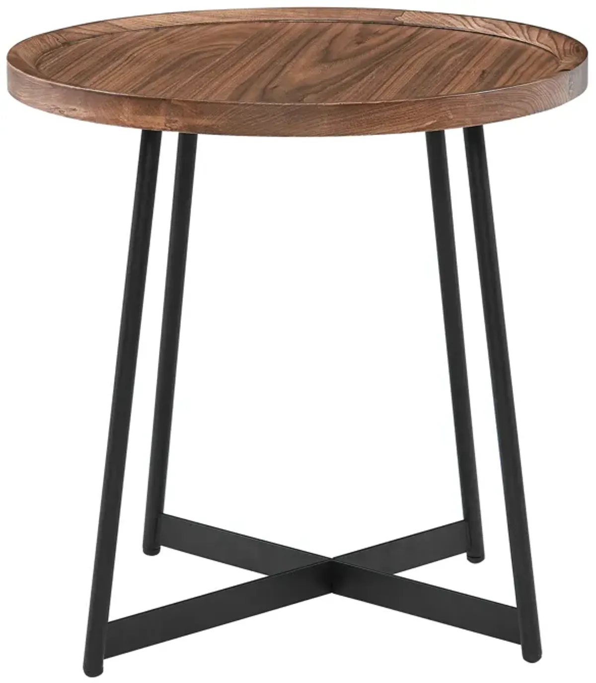 Niklaus 22" Round Side Table in American Walnut with Black Base