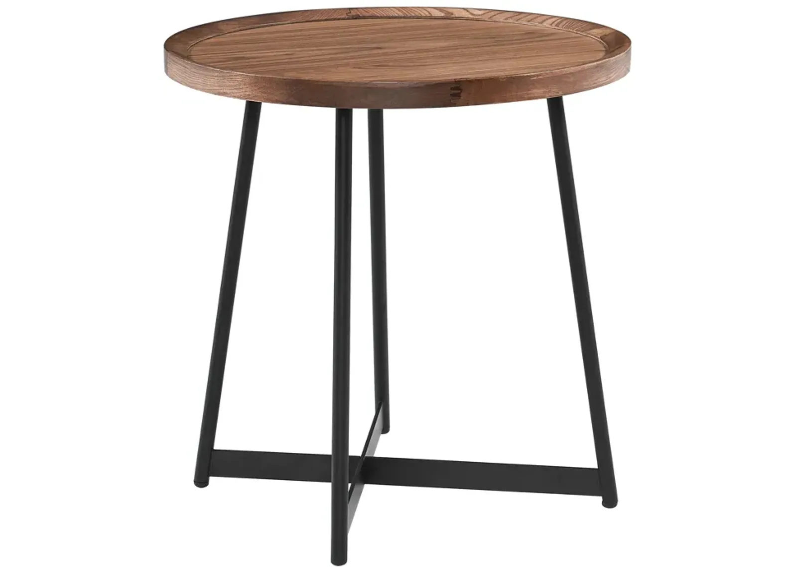 Niklaus 22" Round Side Table in American Walnut with Black Base