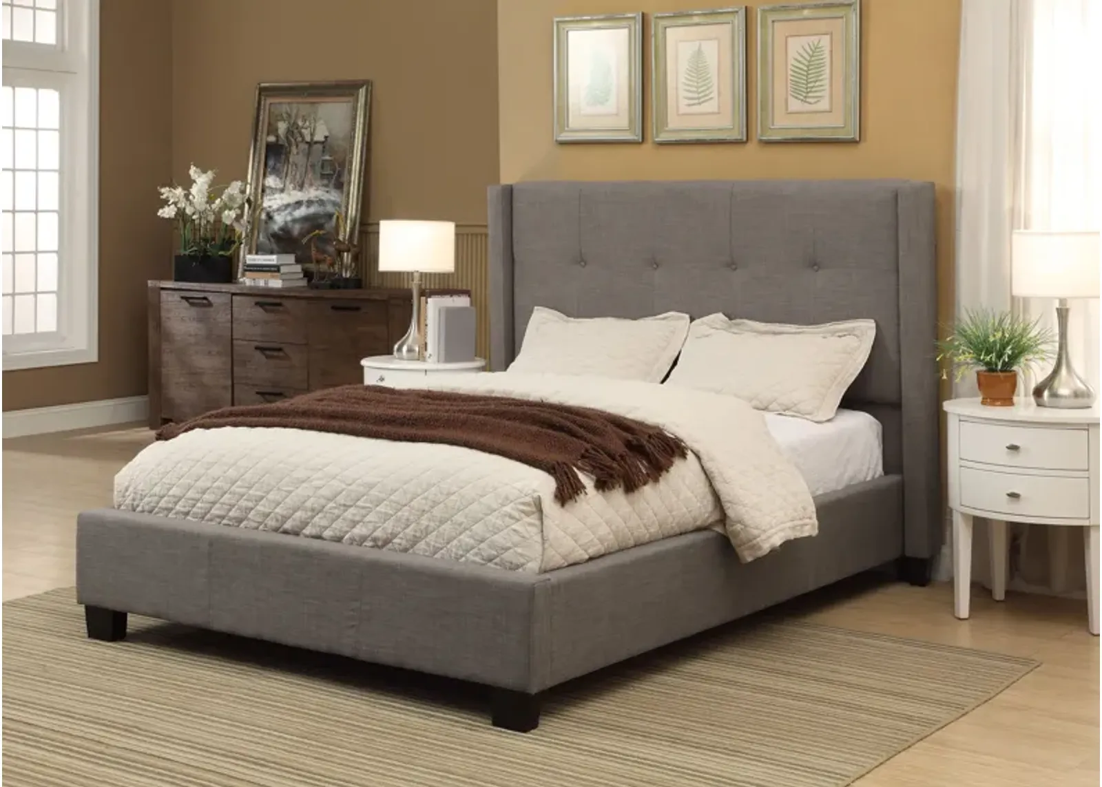 Madeleine King-size Wingback Platform Storage Bed