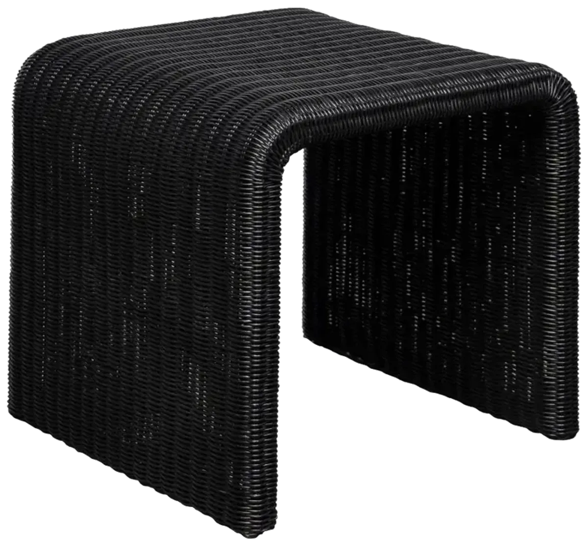 Cahya Woven Rattan Sqaure End Table Black