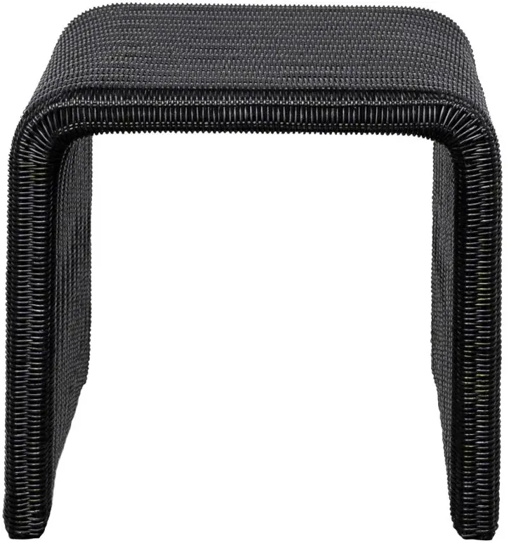 Cahya Woven Rattan Sqaure End Table Black