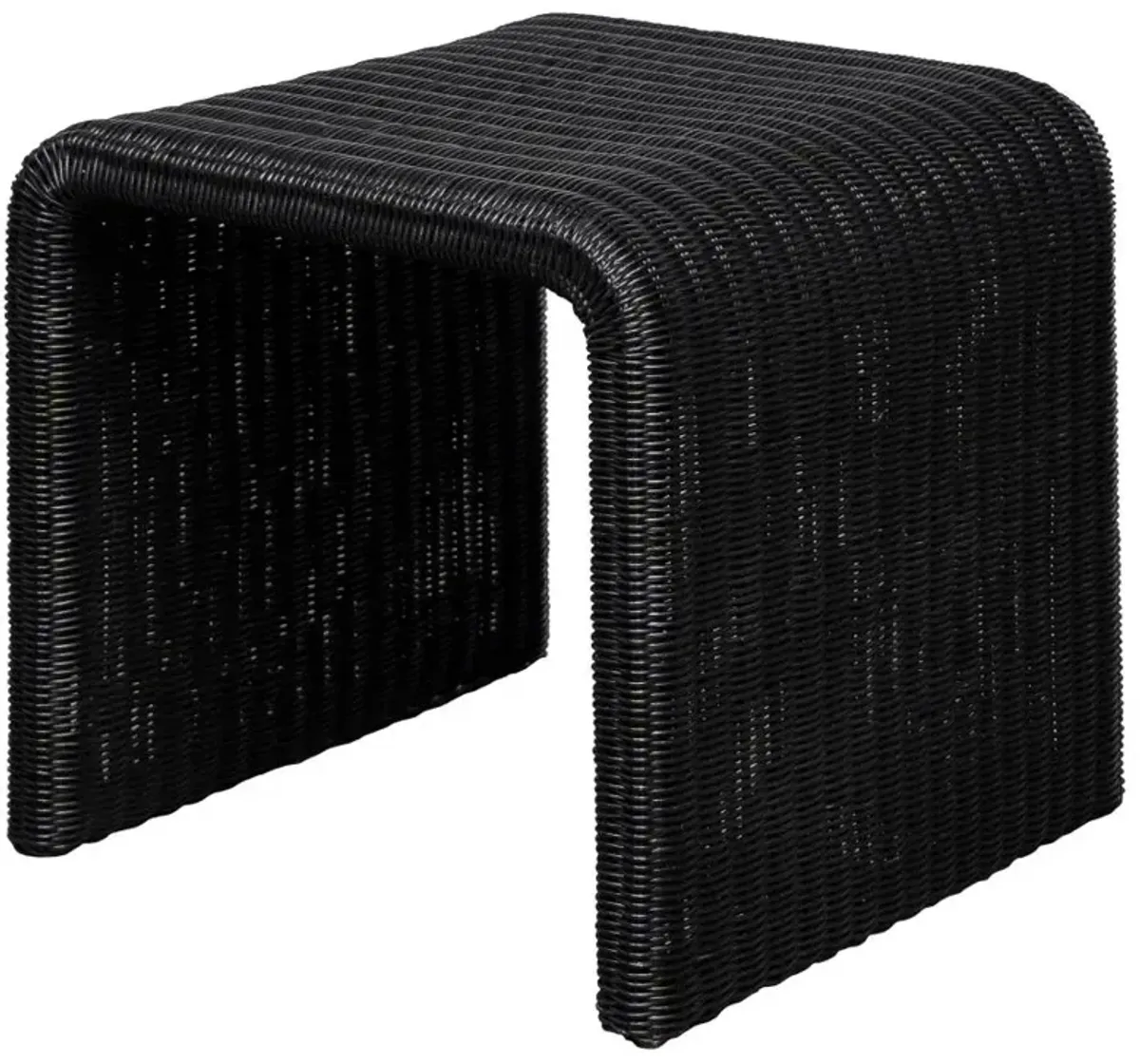 Cahya Woven Rattan Sqaure End Table Black