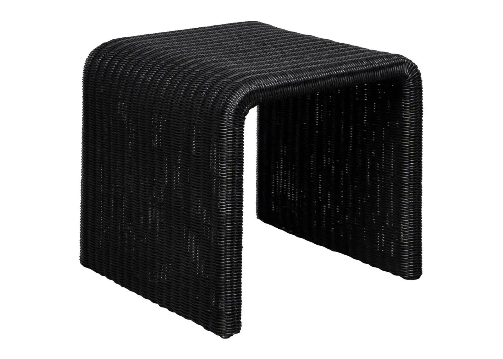 Cahya Woven Rattan Sqaure End Table Black