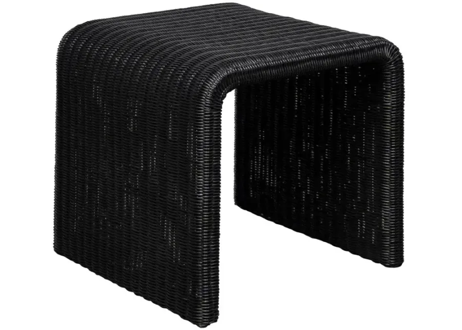 Cahya Woven Rattan Sqaure End Table Black