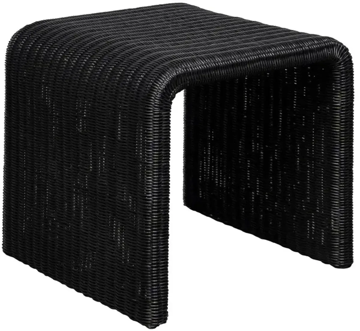 Cahya Woven Rattan Sqaure End Table Black