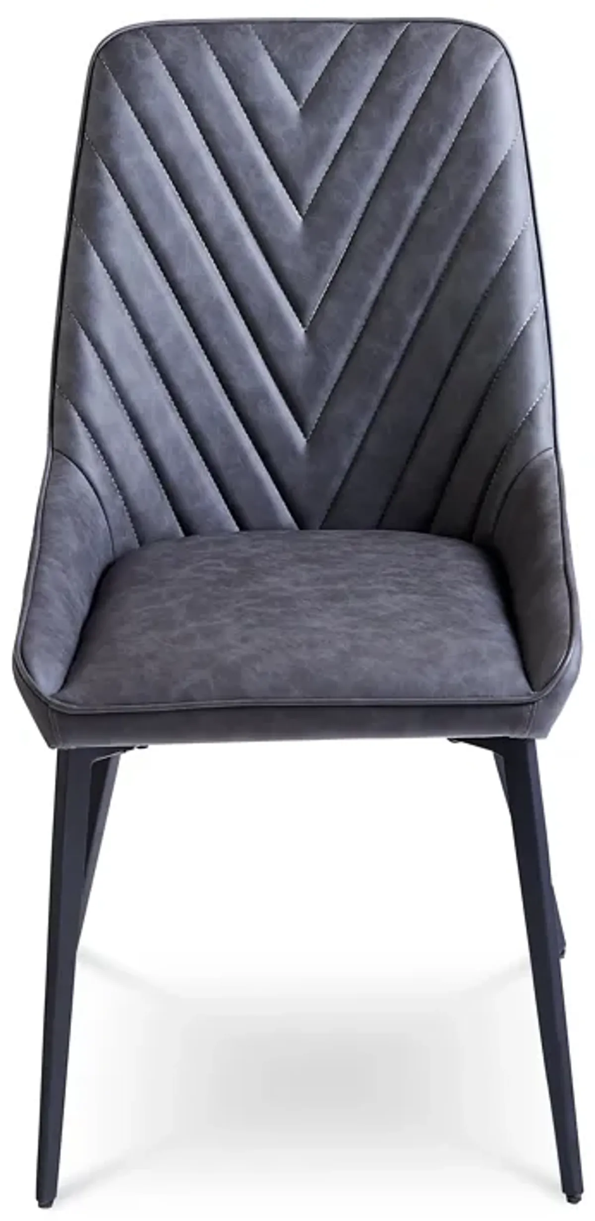 Lucia Upholstered Dining Chair in Charcoal Synthetic Leather and Black Metal - Set of 2