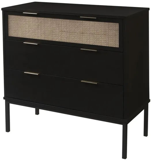 Caine Rattan Chest 3 Drawers, Black 