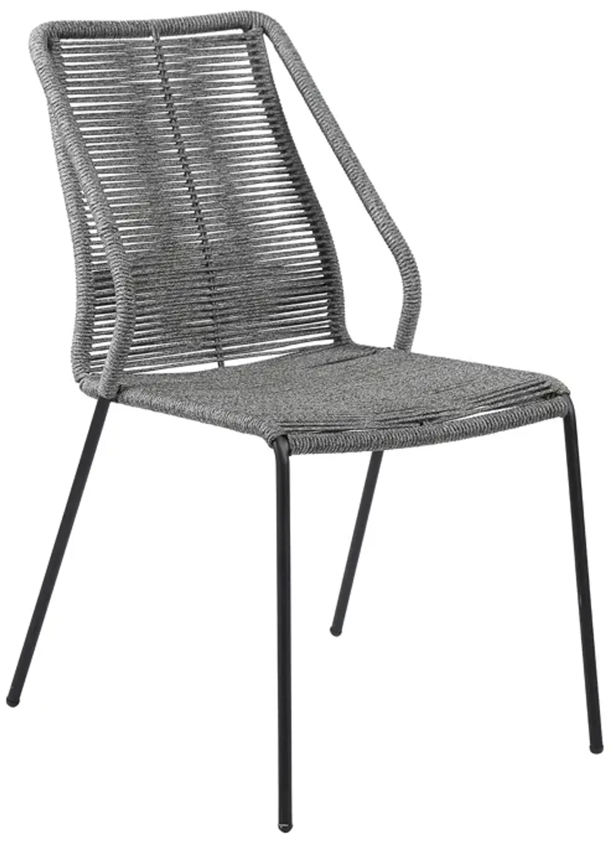 Clip Indoor Outdoor Stackable Steel Dining Chair with Grey Rope - Set of 2