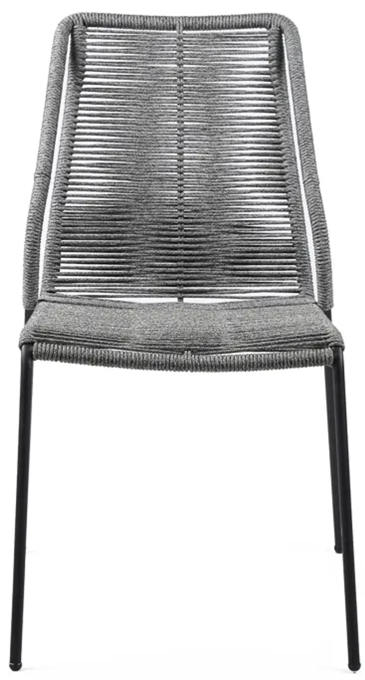 Clip Indoor Outdoor Stackable Steel Dining Chair with Grey Rope - Set of 2