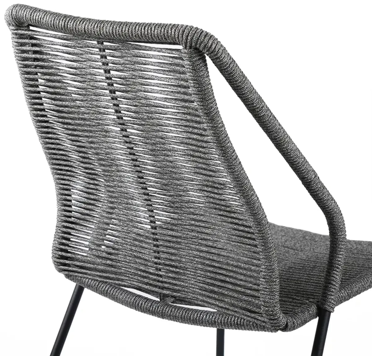 Clip Indoor Outdoor Stackable Steel Dining Chair with Grey Rope - Set of 2