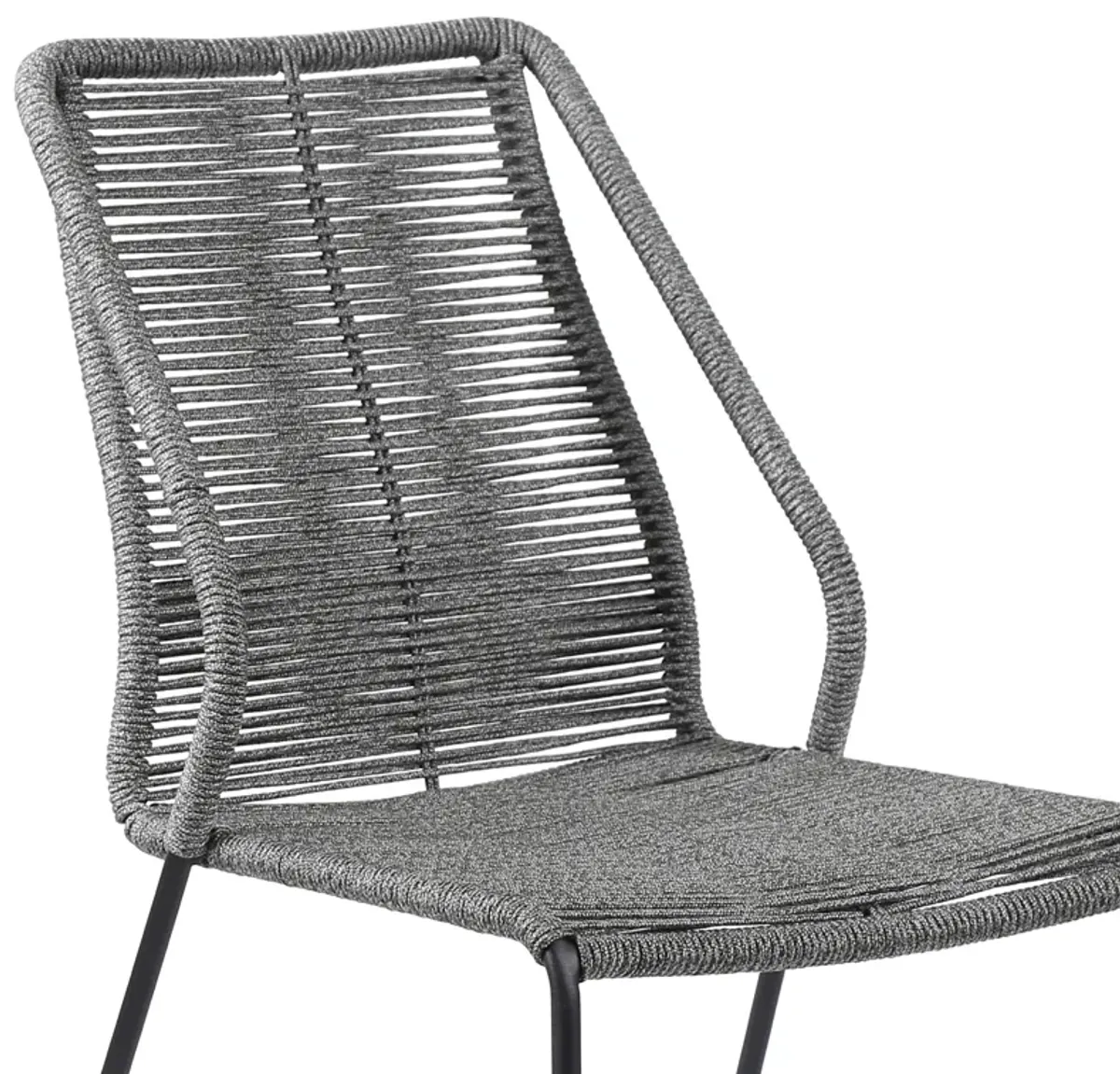 Clip Indoor Outdoor Stackable Steel Dining Chair with Grey Rope - Set of 2