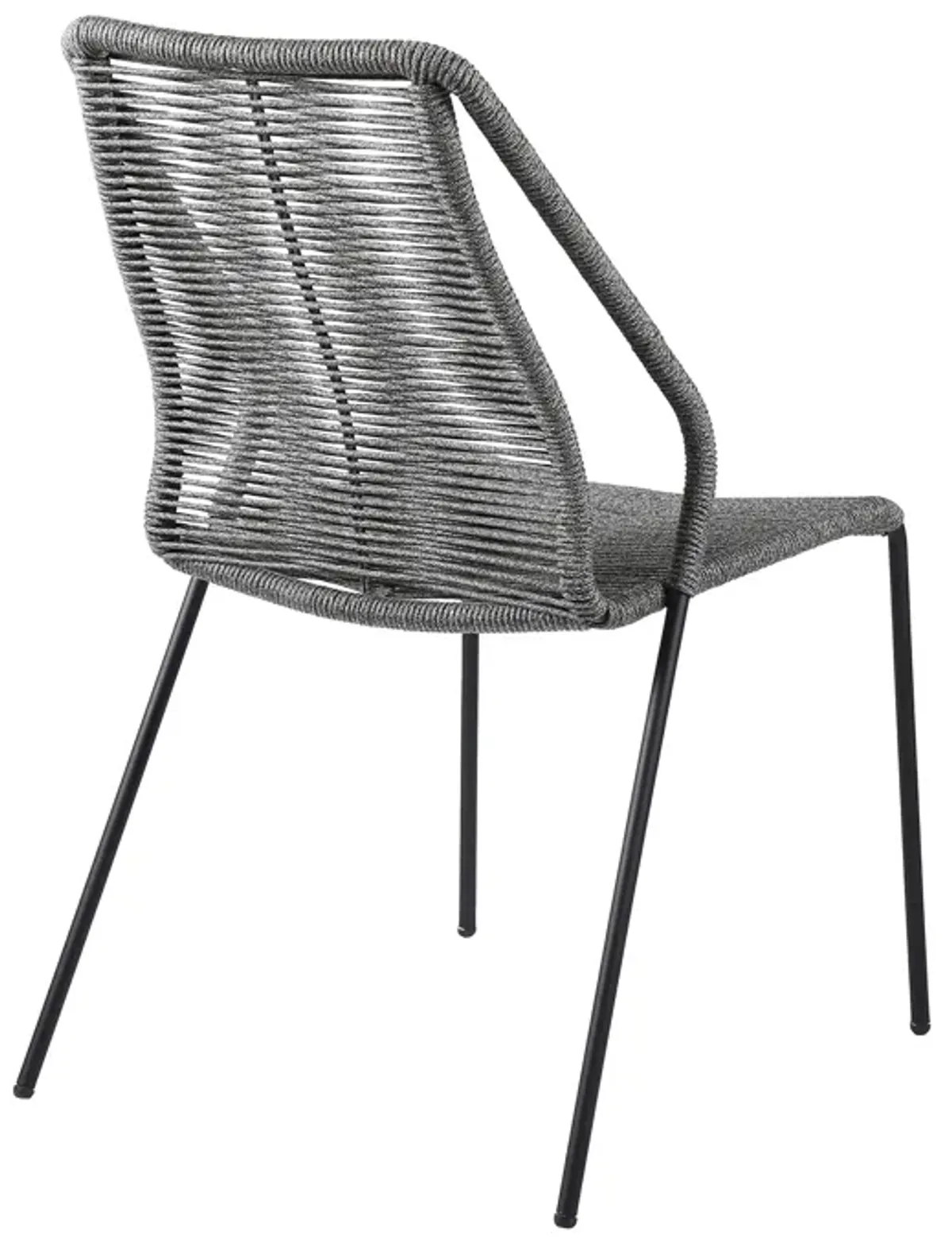 Clip Indoor Outdoor Stackable Steel Dining Chair with Grey Rope - Set of 2