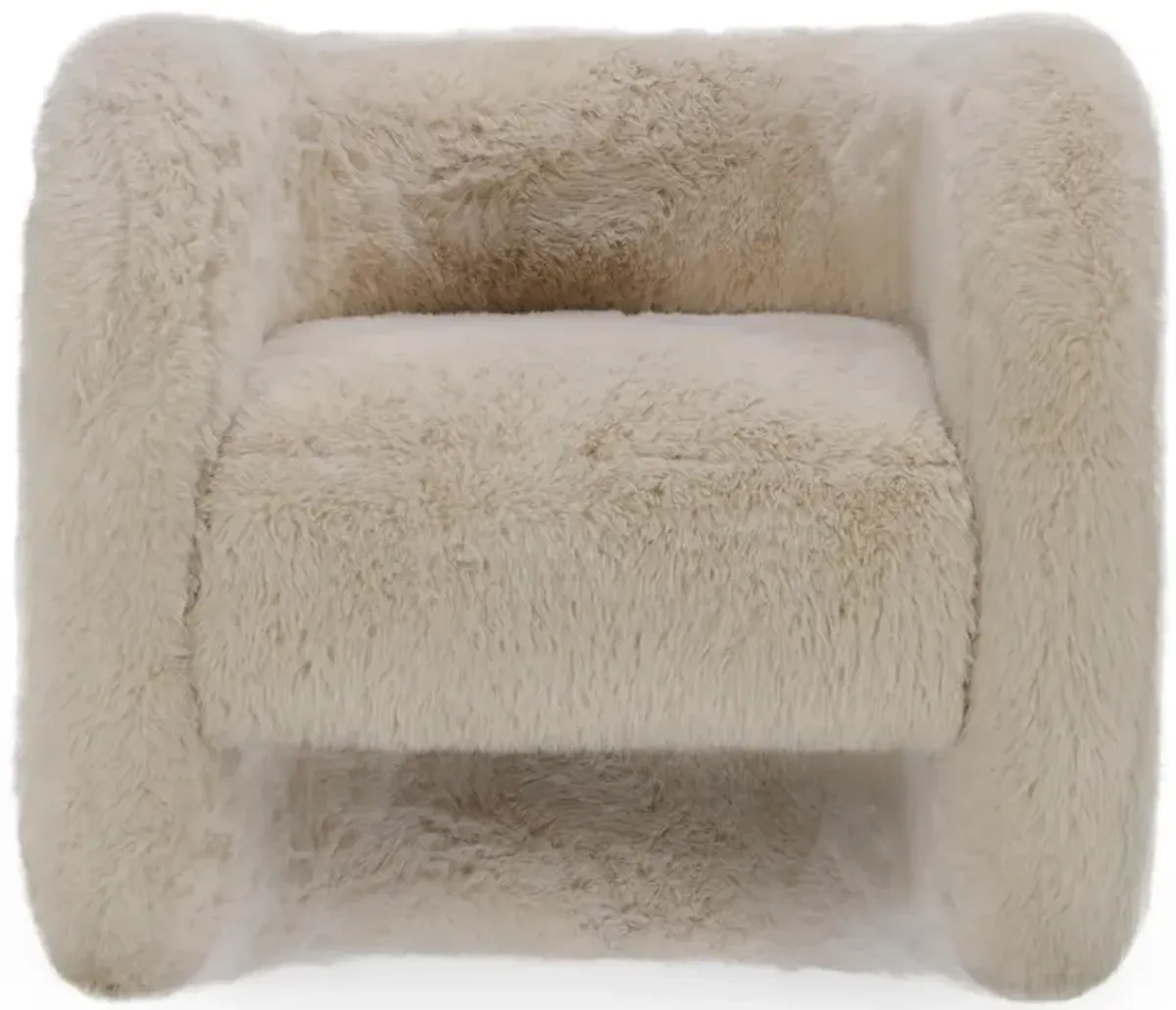 Teddy Plush Fabric Cushioned Beige Accent Chair