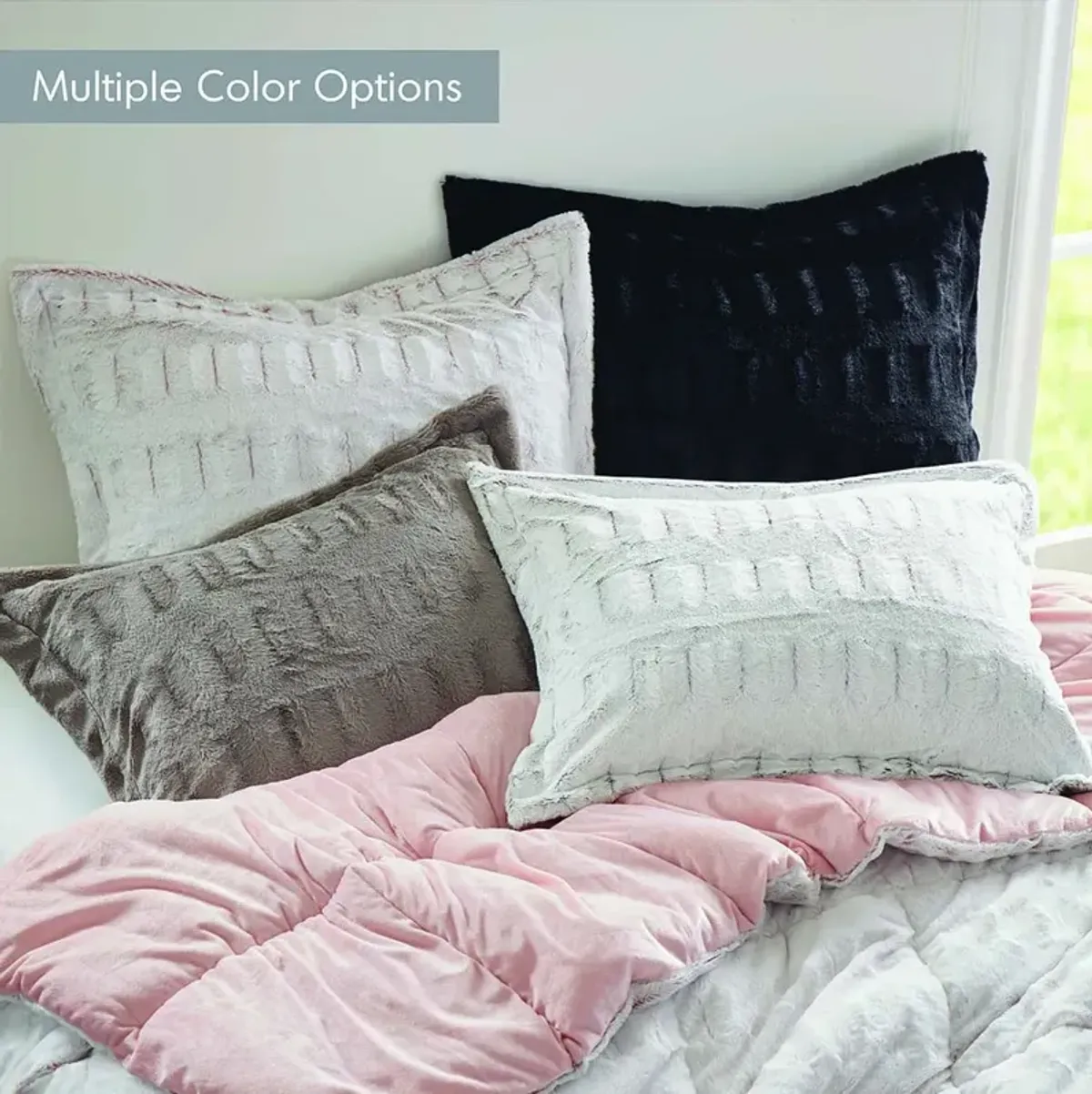 Solid Faux Fur Comforter Mini Set