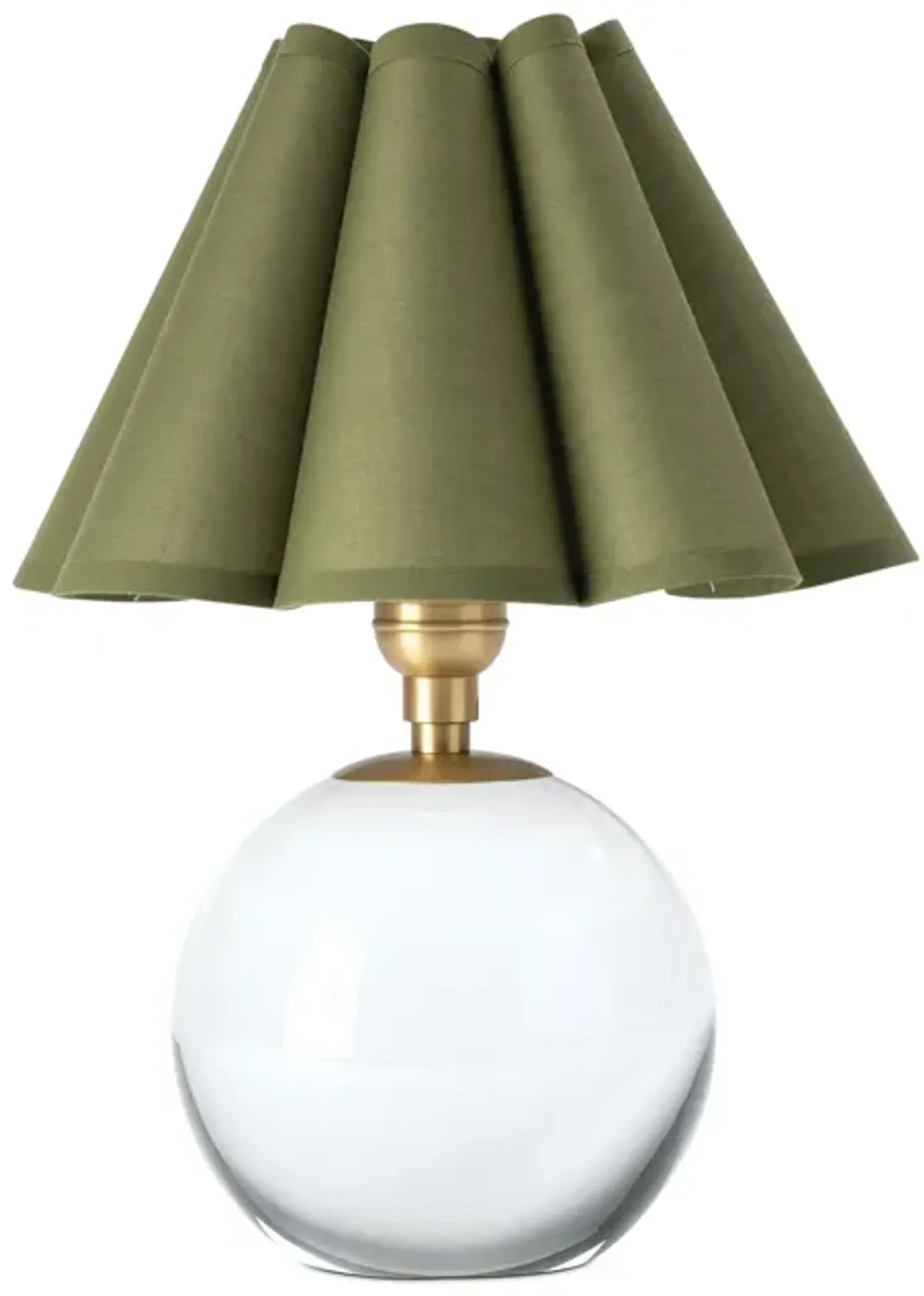 Giorgio Crystal Mini Lamp (Natural Brass with Green Scalloped Shade)