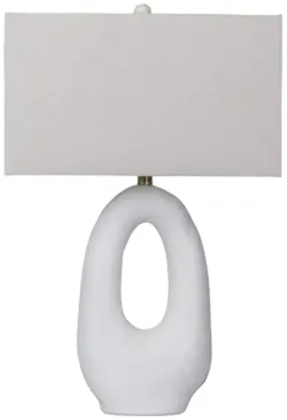 27" Open Cut-out Oval Table Lamp, White