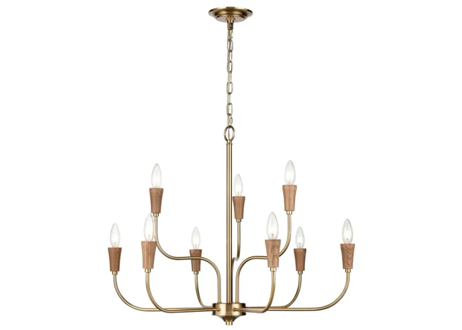 Inga 29" Wide 9-Light Chandelier - Brass