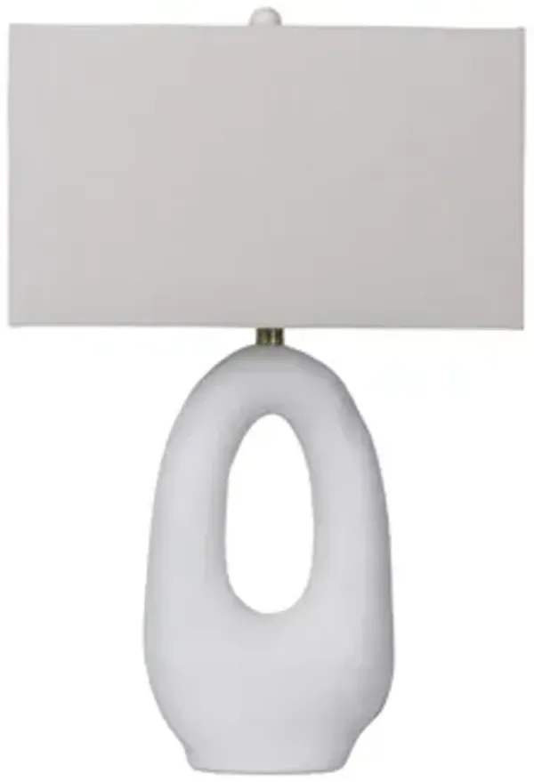 27" Open Cut-out Oval Table Lamp, White