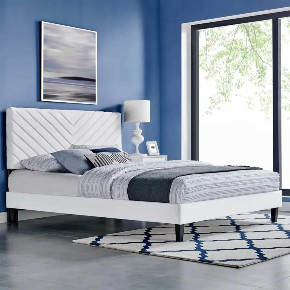 Roxanne Performance Velvet Queen Platform Bed