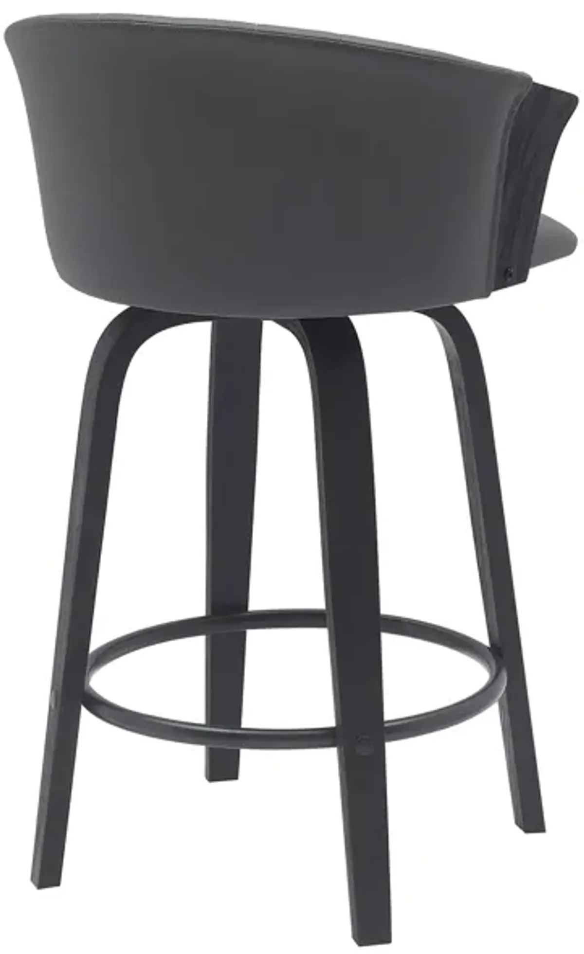 Diana 26" Swivel Black Wood Counter Stool in Gray Faux Leather