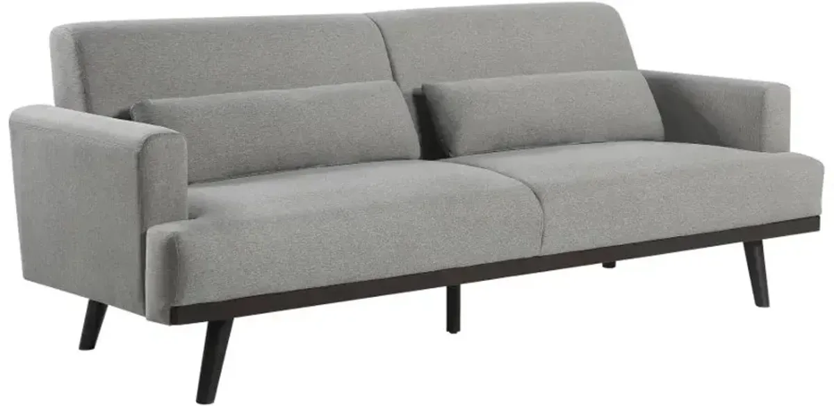 Rialto Upholstered Sofa with Track Arms Sharkskin And Dark Brown